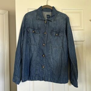 J.Jill denim woman’s long sleeve button down shirt